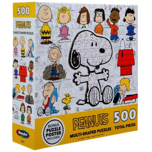 Jigsaw Puzzle 500 Total Pieces Peanuts Gang 12 Multi-Shaped Individual Puzzles - Picture 1 of 2